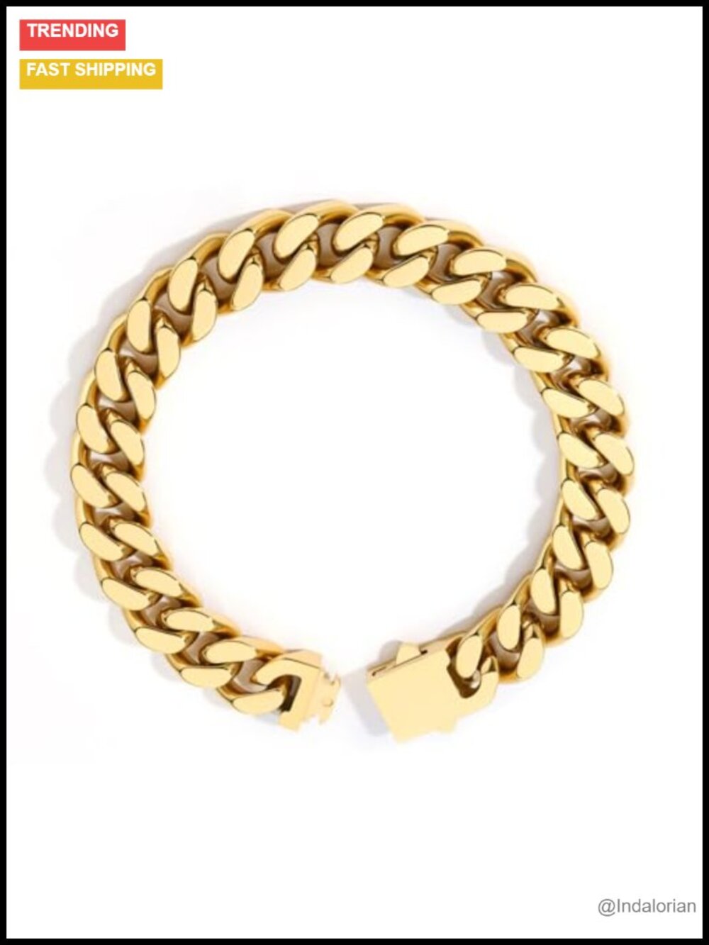 Cuban Link Bracelet 18K Gold Plated Stainless Steel Chain Men Women